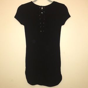 Forever 21 Lace Up Black Mini Dress